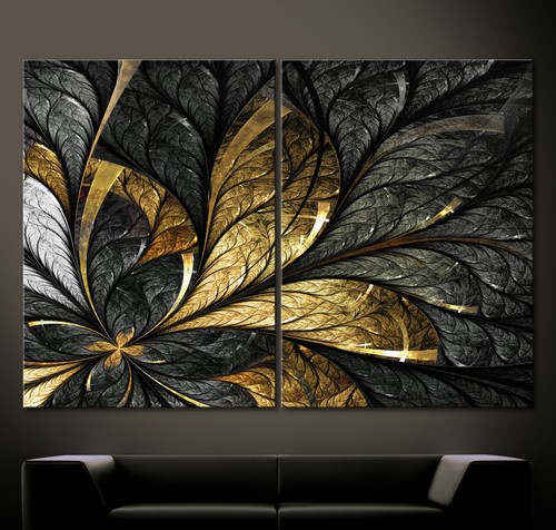 Foglia oro astratto - quadro, su